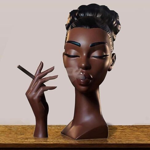 Incense Burner Holder Head Incense Burner Black Woman, 7.87in Headscents Incense Holder Black Women Close Eyes Incense Cone Holder Incense Fountain for Home Office Decor in Saudi Arabia
