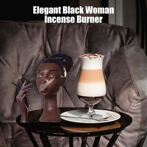 Incense Burner Holder Head Incense Burner Black Woman, 7.87in Headscents Incense Holder Black Women Close Eyes Incense Cone Holder Incense Fountain for Home Office Decor in Saudi Arabia