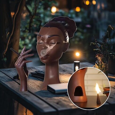 Incense Burner Holder Head Incense Burner Black Woman, 7.87in Headscents Incense Holder Black Women Close Eyes Incense Cone Holder Incense Fountain for Home Office Decor in Saudi Arabia