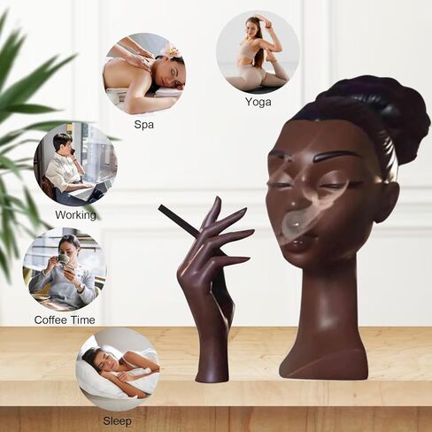Incense Burner Holder Head Incense Burner Black Woman, 7.87in Headscents Incense Holder Black Women Close Eyes Incense Cone Holder Incense Fountain for Home Office Decor in Saudi Arabia