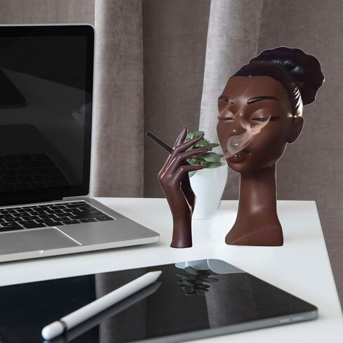 Incense Burner Holder Head Incense Burner Black Woman, 7.87in Headscents Incense Holder Black Women Close Eyes Incense Cone Holder Incense Fountain for Home Office Decor in Saudi Arabia