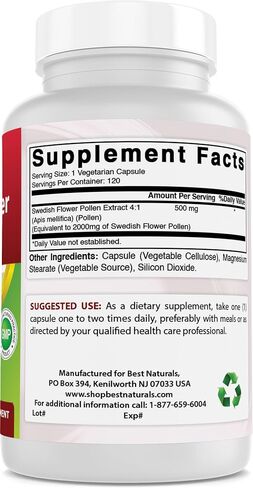 Best Naturals Swedish Flower Pollen 2000 mg Equivalent Per Serving- 120 Capsules in Kuwait