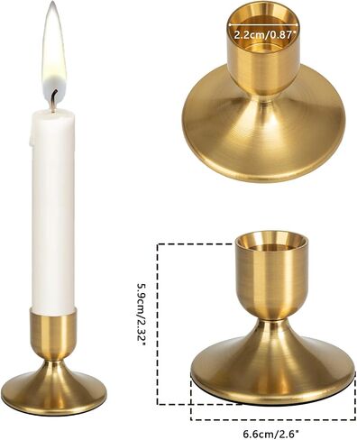 8Pcs Gold Candle Holders Metal Taper Candlesticks Holders Short Skinny Brass Candlestick Holders Candlestick Holders Bulk for Wedding Thanksgiving Centerpieces Christmas Birthday Party Holiday (8) in Saudi Arabia