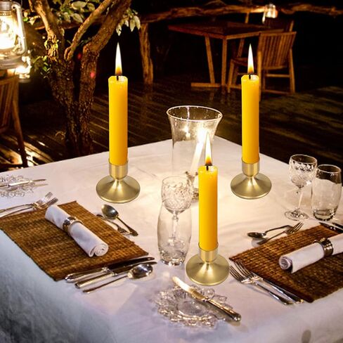 8Pcs Gold Candle Holders Metal Taper Candlesticks Holders Short Skinny Brass Candlestick Holders Candlestick Holders Bulk for Wedding Thanksgiving Centerpieces Christmas Birthday Party Holiday (8) in Saudi Arabia
