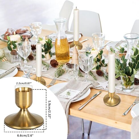 8Pcs Gold Candle Holders Metal Taper Candlesticks Holders Short Skinny Brass Candlestick Holders Candlestick Holders Bulk for Wedding Thanksgiving Centerpieces Christmas Birthday Party Holiday (8) in Saudi Arabia