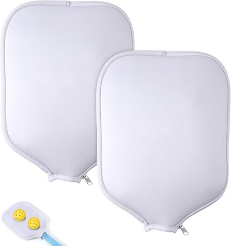 2pcs Pickleball Paddle Covers, Waterproof Neoprene Pickle Ball Covers Protective Pickleball Racket Holder Sleeve with Zipper Fits Most Paddle Racket (White) in Saudi Arabia