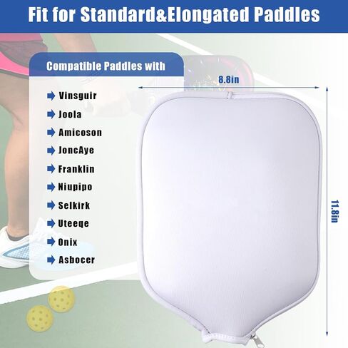 2pcs Pickleball Paddle Covers, Waterproof Neoprene Pickle Ball Covers Protective Pickleball Racket Holder Sleeve with Zipper Fits Most Paddle Racket (White) in Saudi Arabia