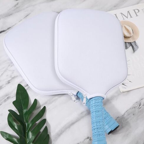2pcs Pickleball Paddle Covers, Waterproof Neoprene Pickle Ball Covers Protective Pickleball Racket Holder Sleeve with Zipper Fits Most Paddle Racket (White) in Saudi Arabia