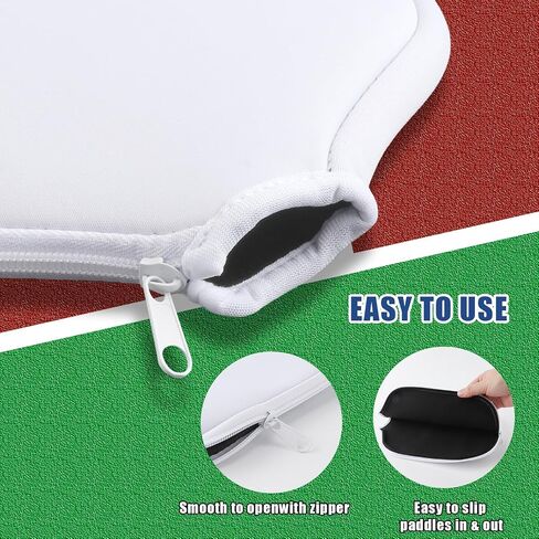 2pcs Pickleball Paddle Covers, Waterproof Neoprene Pickle Ball Covers Protective Pickleball Racket Holder Sleeve with Zipper Fits Most Paddle Racket (White) in Saudi Arabia