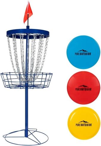 Monoprice Disc Golf Basket with Discs and Carrying Case, Heavy Duty, Anti-Rust Construction, PDGA‑Approved Disc Golf Basket - Pure Outdoor Collection in Saudi Arabia