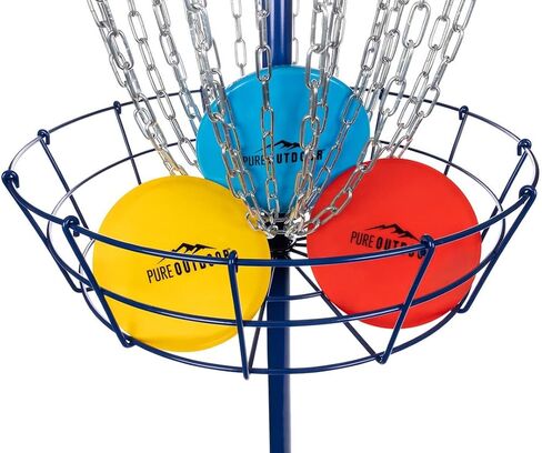 Monoprice Disc Golf Basket with Discs and Carrying Case, Heavy Duty, Anti-Rust Construction, PDGA‑Approved Disc Golf Basket - Pure Outdoor Collection in Saudi Arabia