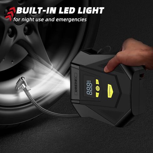 GREPRO Tire Inflator Portable Air Compressor, DC 12V Air Pump for Car Tires, 150PSI Digital Electric Tire Pump with Pressure Gauge, Auto Shutoff Function, LED Light for Car Tires, Motorcycle, Bicycle in Saudi Arabia