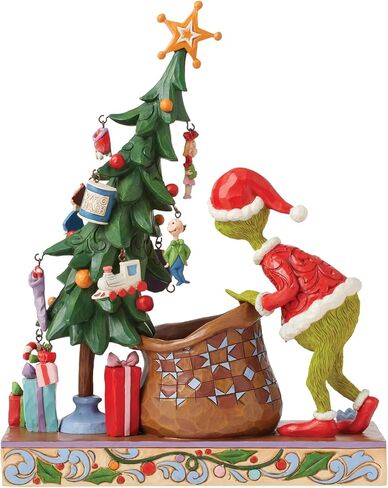 Enesco Dr. Seuss Grinch بواسطة Jim Shore Santa Grinch يقف مع اليدين على تمثال HIPS، تمثال منحوت مصنوع يدويًا من الراتنج الحجري لعيد الميلاد لديكور المنزل، 6.69 بوصة، متعدد الألوان in Saudi Arabia