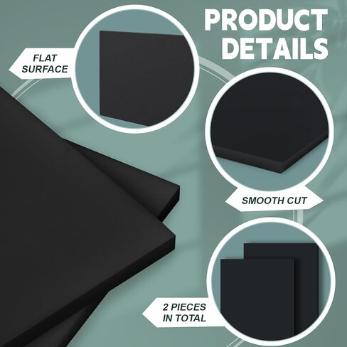 1 Pcs HDPE Sheet 1/2" Thick, Size 12" x 24", Thick Plastic Sheet Flexible HDPE Plastic Sheets High Density Polyethylene Board Solid Plastic Block for DIY Projects for Machining Home (Black) in Saudi Arabia
