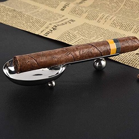 منفضة سجائر سيجار محمولة من سبائك الألومنيوم معدنية سيجار للسفر منفضة سجائر سيجار خارجية حامل ملحقات سيجار للاستخدام المنزلي والخارجي، فضي in Kuwait