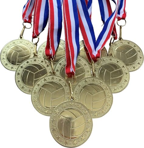 جائزة ميداليات الكرة الطائرة الذهبية مع أشرطة للرقبة (عبوة من 10 قطع) in Kuwait