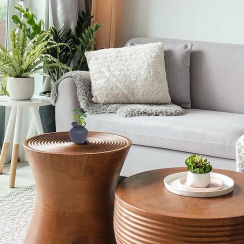 مزهرية زهور نباتية مستديرة صغيرة من Home، مزهرية سيراميك داخلية وخارجية باللون الكحلي غير اللامع للزهور، ديكور وعاء الزهور - 4 بوصة × 3.75 بوصة × 4 بوصة in Saudi Arabia