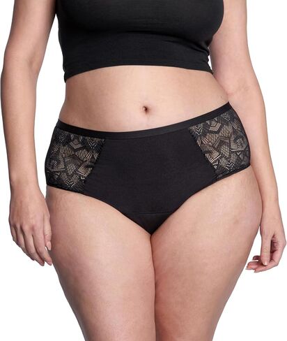 THINX Ultra-Soft Period Underwear, Hi-Waist Leakproof Underwear for Women, Holds Up to 12 Regular Tampons, FSA HSA Approved Period Panties, Reusable, Comfortable, & Flexible, Maritime with Lace, XL in Saudi Arabia