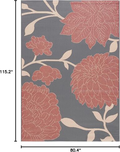 SAFAVIEH Courtyard Collection 6'7" x 9'6" Anthracite / Red CY7321 Indoor/ Outdoor-Waterproof Easy-Cleaning Patio Backyard Mudroom Area-Rug in Saudi Arabia