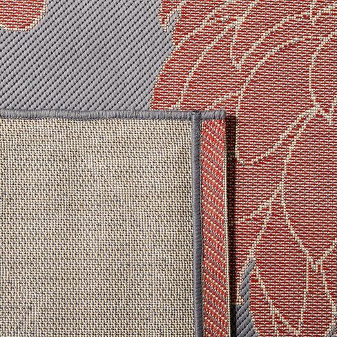 SAFAVIEH Courtyard Collection 6'7" x 9'6" Anthracite / Red CY7321 Indoor/ Outdoor-Waterproof Easy-Cleaning Patio Backyard Mudroom Area-Rug in Saudi Arabia