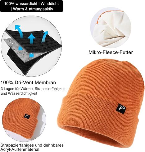 TOP-EX كبيرة الحجم L/XL/XXL قبعة صغيرة مقاومة للماء من الصوف المبطن لجميع الأحوال الجوية شتاء دافئ للرجال والنساء للجنسين in Saudi Arabia