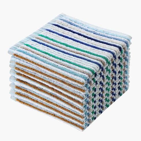 Oeleky Kitchen Dishcloths for Washing Dishes, Ultra Absorbent Dish Rags, Cotton Cleaning Cloths Pack of 8, 12x12 Inches in Saudi Arabia