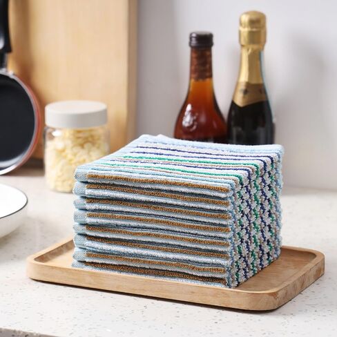 Oeleky Kitchen Dishcloths for Washing Dishes, Ultra Absorbent Dish Rags, Cotton Cleaning Cloths Pack of 8, 12x12 Inches in Saudi Arabia
