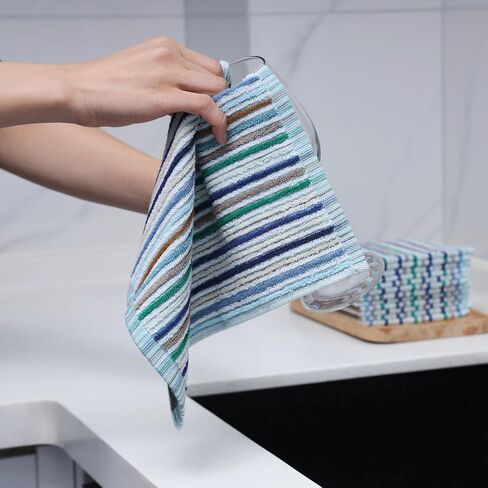 Oeleky Kitchen Dishcloths for Washing Dishes, Ultra Absorbent Dish Rags, Cotton Cleaning Cloths Pack of 8, 12x12 Inches in Saudi Arabia