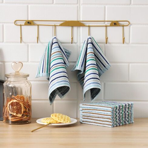Oeleky Kitchen Dishcloths for Washing Dishes, Ultra Absorbent Dish Rags, Cotton Cleaning Cloths Pack of 8, 12x12 Inches in Saudi Arabia