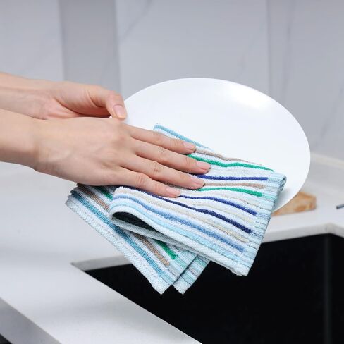 Oeleky Kitchen Dishcloths for Washing Dishes, Ultra Absorbent Dish Rags, Cotton Cleaning Cloths Pack of 8, 12x12 Inches in Saudi Arabia