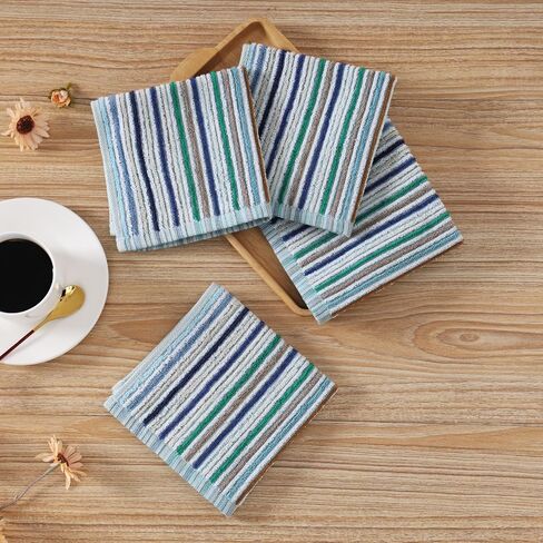 Oeleky Kitchen Dishcloths for Washing Dishes, Ultra Absorbent Dish Rags, Cotton Cleaning Cloths Pack of 8, 12x12 Inches in Saudi Arabia