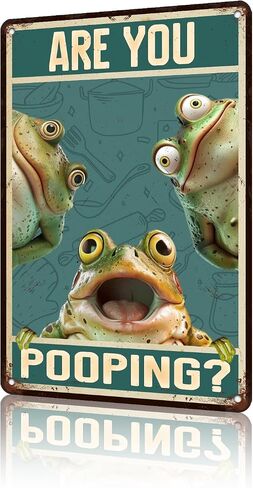 Frog Bathroom Wall Decor Funny Metal Sign For Frog Lovers Are You Pooping Frog Lover Sign Retro Aesthetic Poster 12 * 8in in Saudi Arabia