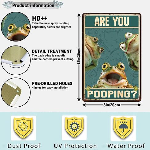 Frog Bathroom Wall Decor Funny Metal Sign For Frog Lovers Are You Pooping Frog Lover Sign Retro Aesthetic Poster 12 * 8in in Saudi Arabia
