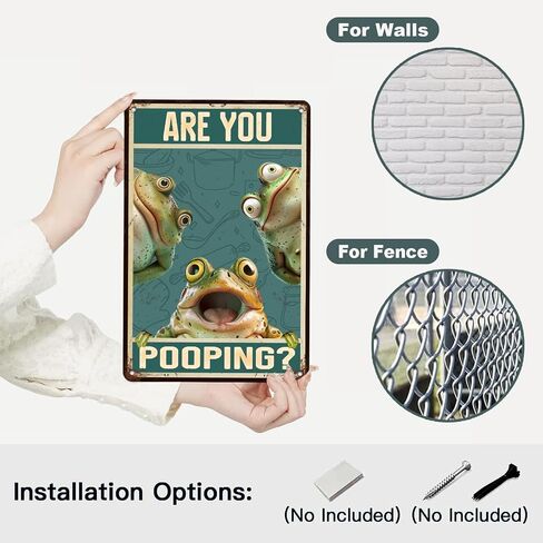 Frog Bathroom Wall Decor Funny Metal Sign For Frog Lovers Are You Pooping Frog Lover Sign Retro Aesthetic Poster 12 * 8in in Saudi Arabia