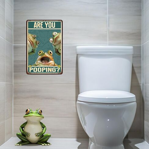 Frog Bathroom Wall Decor Funny Metal Sign For Frog Lovers Are You Pooping Frog Lover Sign Retro Aesthetic Poster 12 * 8in in Saudi Arabia