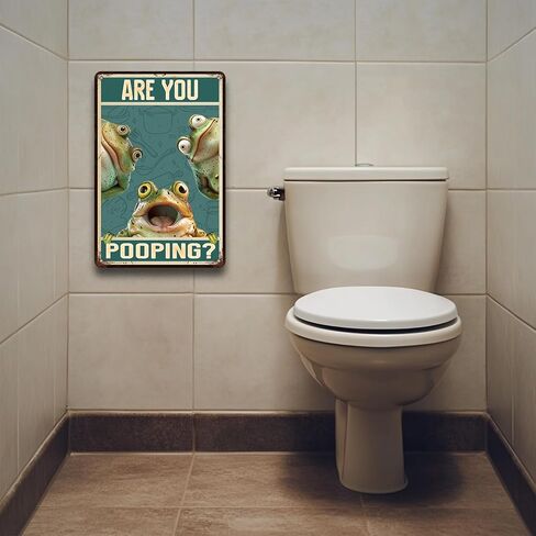 Frog Bathroom Wall Decor Funny Metal Sign For Frog Lovers Are You Pooping Frog Lover Sign Retro Aesthetic Poster 12 * 8in in Saudi Arabia