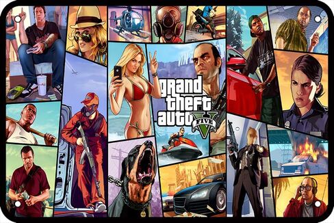 سرقة السيارات الكبرى (GTA) VI لعبة خمر تين تسجيل ملصق جدار ديكور فني علامة عامة معدن القصدير تسجيل 8x12 بوصة in Saudi Arabia