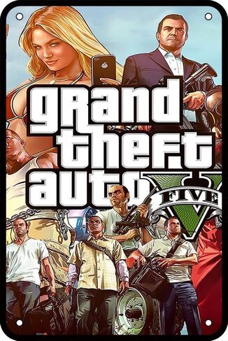 سرقة السيارات الكبرى (GTA) VI لعبة خمر تين تسجيل ملصق جدار ديكور فني علامة عامة معدن القصدير تسجيل 8x12 بوصة in Saudi Arabia