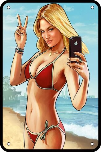 سرقة السيارات الكبرى (GTA) VI لعبة خمر تين تسجيل ملصق جدار ديكور فني علامة عامة معدن القصدير تسجيل 8x12 بوصة in Saudi Arabia