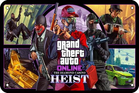 سرقة السيارات الكبرى (GTA) VI لعبة خمر تين تسجيل ملصق جدار ديكور فني علامة عامة معدن القصدير تسجيل 8x12 بوصة in Saudi Arabia