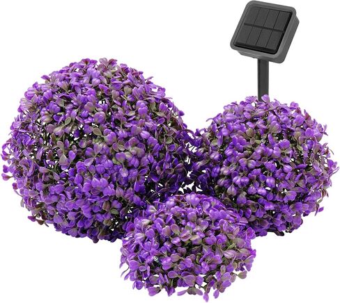 Purple Mini Artificial Boxwood Grass Hemispheres with Solar Lights (10-8-7 inches Dia)-Enhance Your Garden's Twilight Ambiance in Saudi Arabia