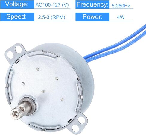 MECCANIXITY TYC-50 Small Synchronous Motor 100-127V AC 2.5-3RPM Shaft Rotation CCW 4W Gear Motor, 8kgf.cm Reduction Ratio for Electric Fireplace in Saudi Arabia