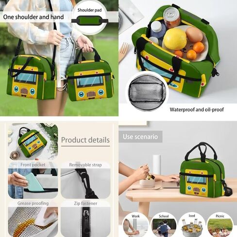 3 in 1 Cartoon School Bus Backpack for Girls Boys Teens Durable Fashion School Bag Insulated Lunchbox Portable Pencil Case for Elementary School in Kuwait