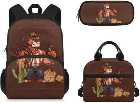 3 in 1 Cartoon School Bus Backpack for Girls Boys Teens Durable Fashion School Bag Insulated Lunchbox Portable Pencil Case for Elementary School in Kuwait