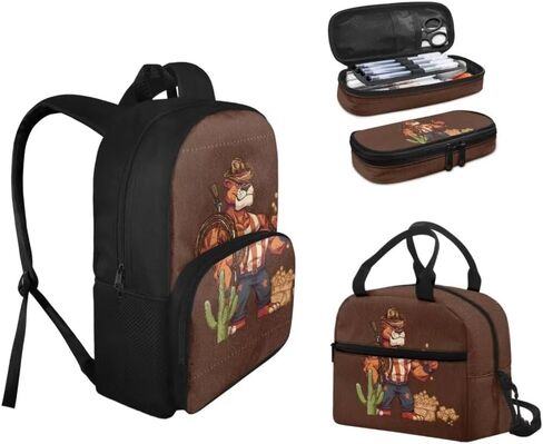 3 in 1 Cartoon School Bus Backpack for Girls Boys Teens Durable Fashion School Bag Insulated Lunchbox Portable Pencil Case for Elementary School in Kuwait