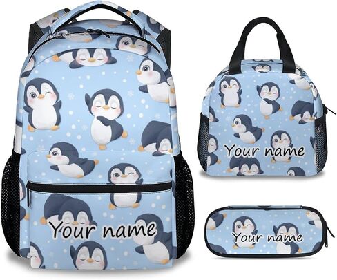 حقيبة ظهر Penguin مع صندوق غداء للفتيات والأولاد، مجموعة حقائب ظهر للمدرسة الابتدائية 3 في 1، سعة كبيرة، متينة، خفيفة الوزن، حقيبة كتب زرقاء وحزمة مقلمة in Saudi Arabia