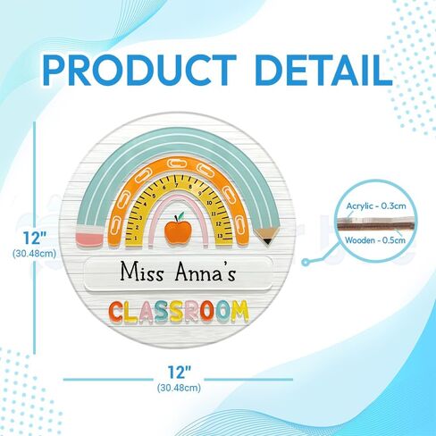 Hyturtle 3D Personalized Welcome Door Sign for Classroom - Custom Teacher Name Sign, Classroom Door Sign, Back To School Decoration, Teacher Signs for Classroom, Teacher Appreciation Gifts in Kuwait