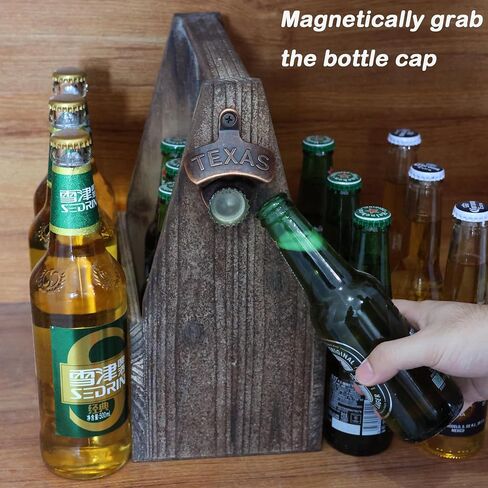 Magnetic Bottle Cap Opener Wall Mounted Beer Opener with Magnets Embedded, Antique Copper TEXAS Bottle Top Opener Wooden Caddy Mounted Gifts (3 Packs) in Saudi Arabia