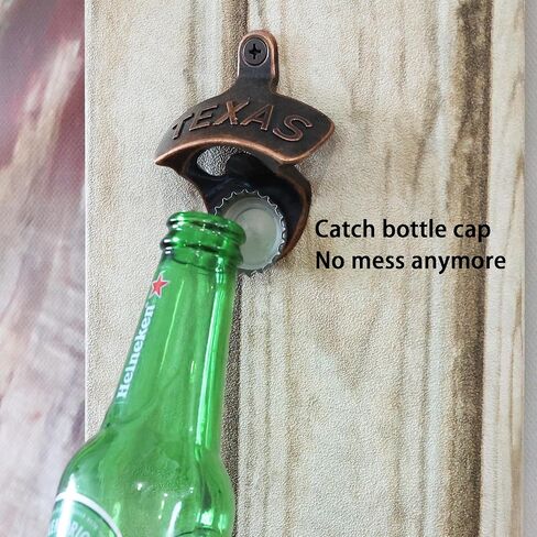Magnetic Bottle Cap Opener Wall Mounted Beer Opener with Magnets Embedded, Antique Copper TEXAS Bottle Top Opener Wooden Caddy Mounted Gifts (3 Packs) in Saudi Arabia