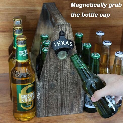 Magnetic Bottle Cap Opener Wall Mounted Beer Opener with Magnets Embedded, Antique Copper TEXAS Bottle Top Opener Wooden Caddy Mounted Gifts (3 Packs) in Saudi Arabia